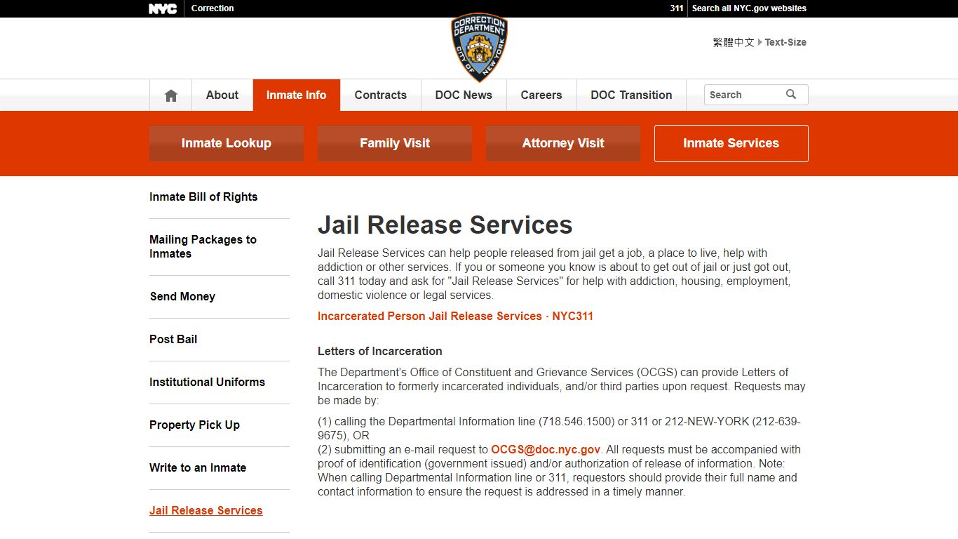 Jail Release Services - NYC.gov